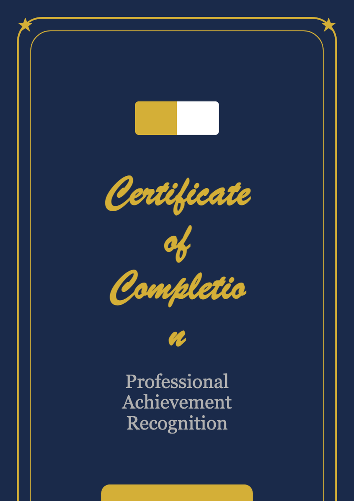 Elegant dark blue certificate of completion template with gold frame and floral accents_variant_2